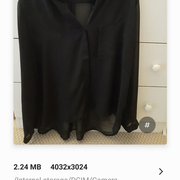 Black, long sleeved blouse - Picture 1 of 2